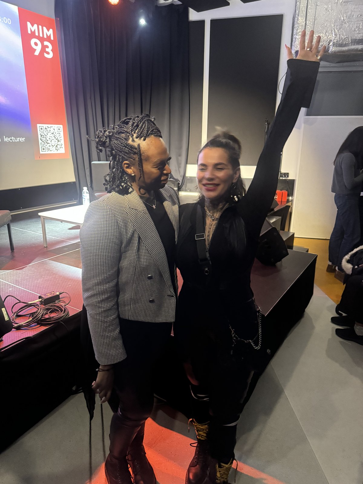 Backstage with attendees at the Progress Over Perfection talk